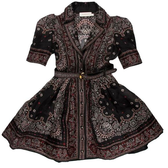 Zimmermann – *NWT* Matchmaker Bandana-Print Mini Dress – Black Bandana – Size 0P - Picture 7 of 9